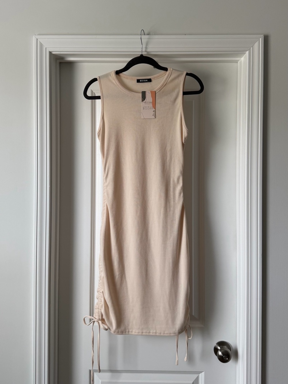 Cream Side Tie Dress